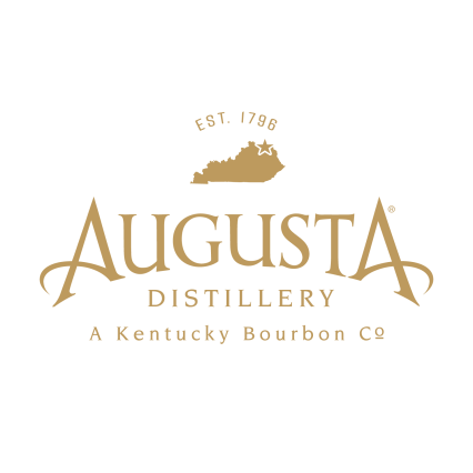 Gold Augusta Distillery logo on black background with Kentucky silhouette and EST. 1786.